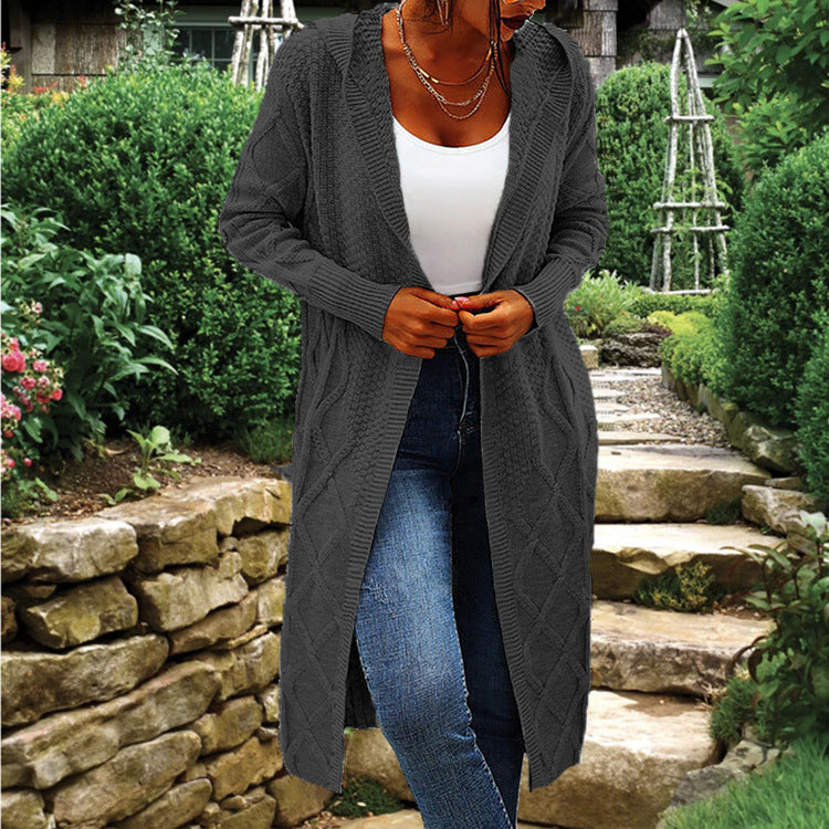 Damen Strickmantel mit gehäkeltem Zopfdesign und offenem Schnitt Stalluxe