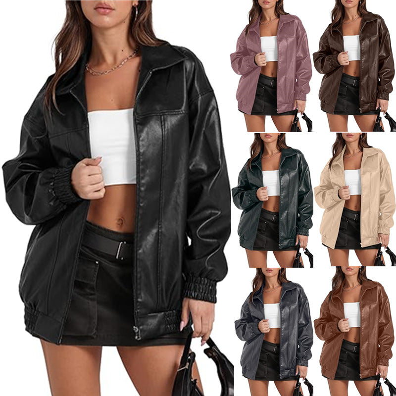 Damen lässige Oversize-Jacke mit elastischen Bündchen und praktischen Taschen Stalluxe