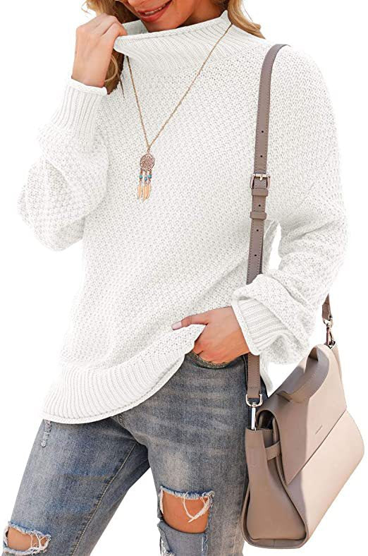 Damen Pullover mit hohem Kragen und strukturiertem Strickmuster Stalluxe