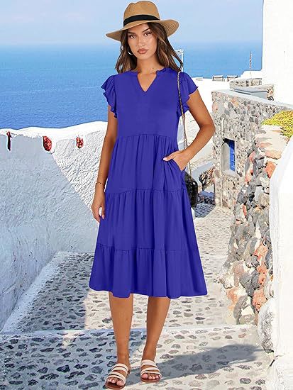 Damen Freizeitkleid mit Rüschendetails und Taschen Stalluxe