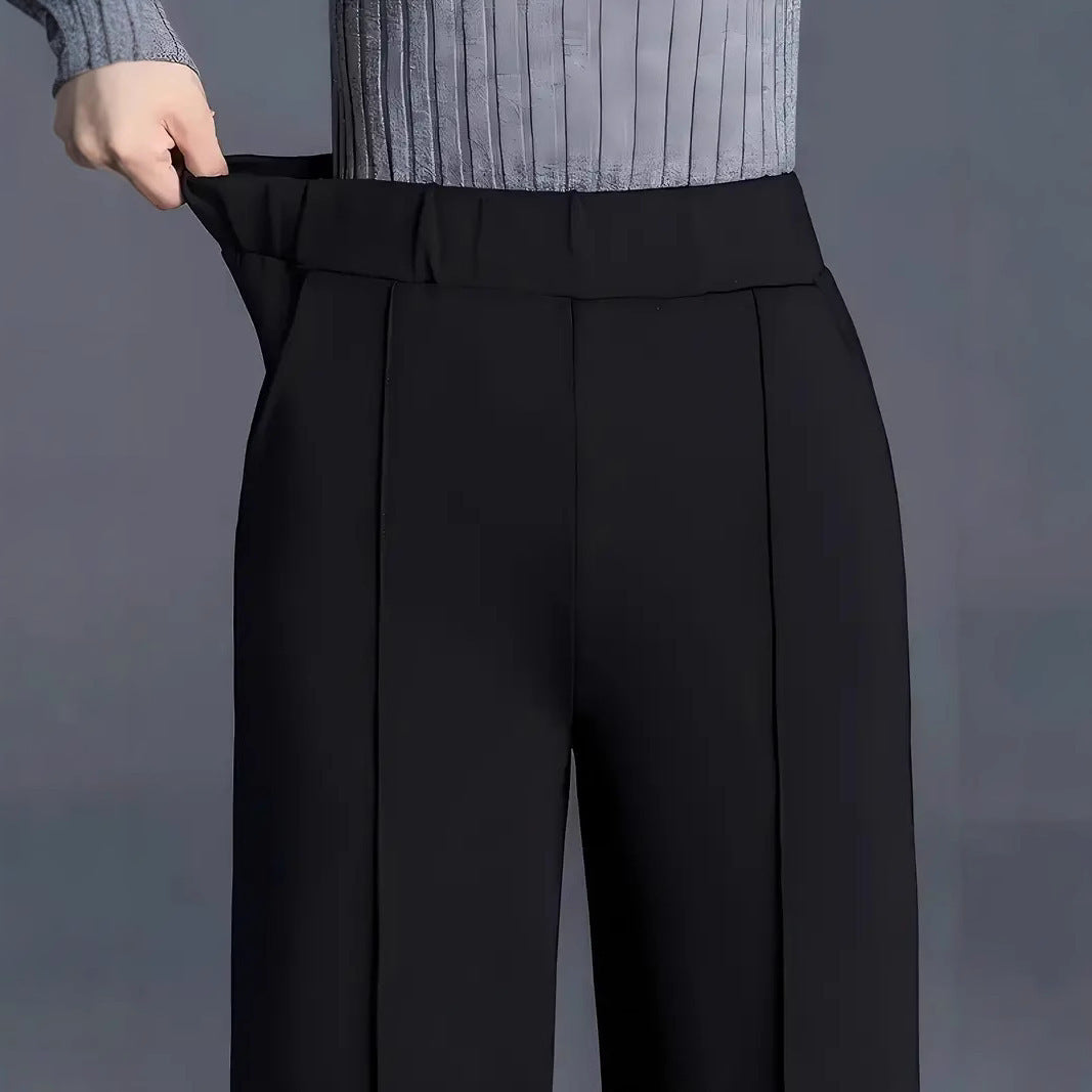 Damen elegante Hochbundhose mit Faltenwurf und dehnbarem Bund Stalluxe