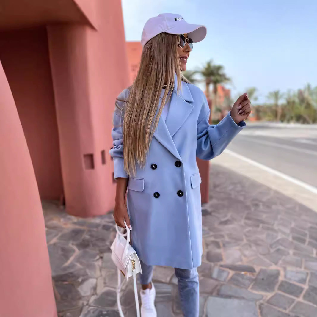 Women's Elegant Tailored Double-Breasted Coat Stalluxe