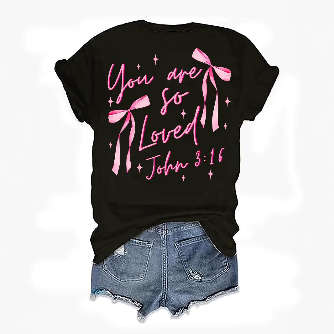 Damen T-Shirt mit kreativem Schriftzug und Rüschen-Details Stalluxe