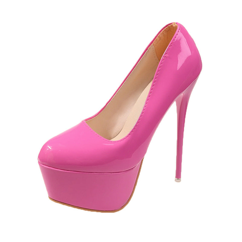 Damen Plateau-Pumps mit glänzendem Obermaterial und hohem Stiletto-Absatz Stalluxe