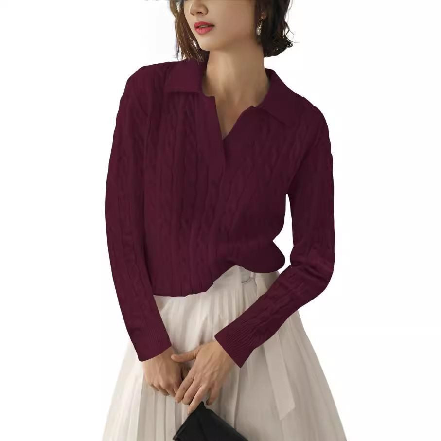 Damen Strickpullover mit Karpfen-Muster und kontrastierenden Bündchen Stalluxe