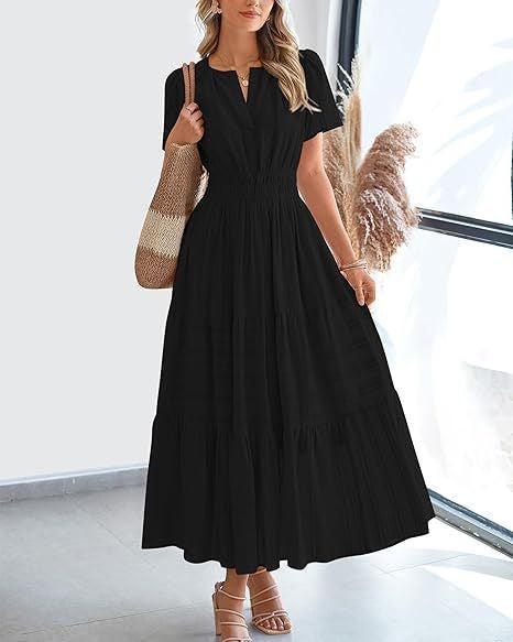 Damen Maxikleid mit voluminösem Rock Stalluxe