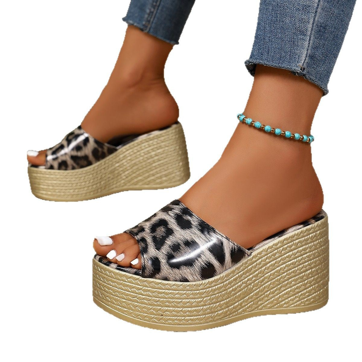 Damen Plateau-Mules mit modischem Leopardenmuster und raffiniertem Riemendesign Stalluxe