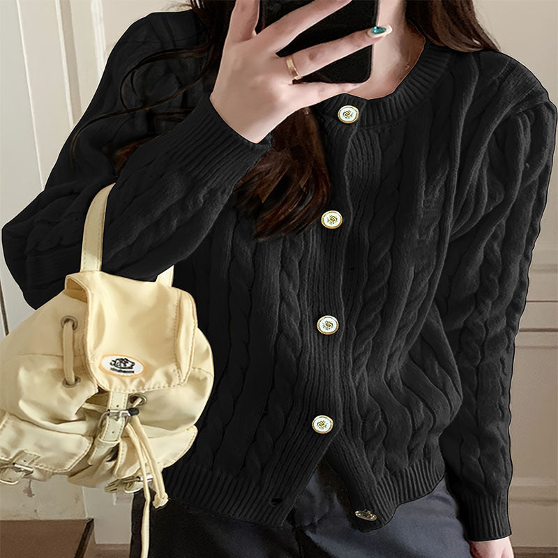 Damen Grobstrick Cardigan mit eleganten Knopfdetails und langem Arm Stalluxe
