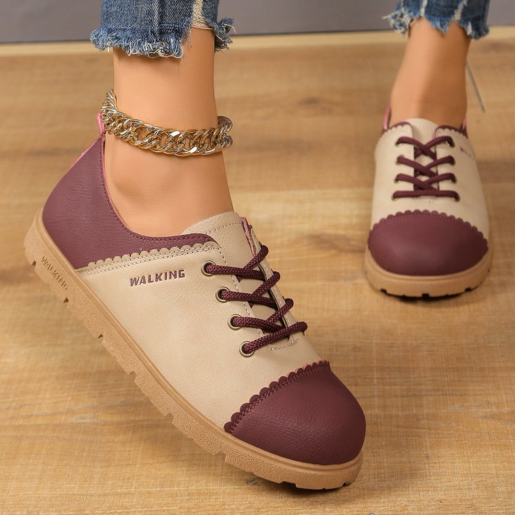 Damen modische Sneaker mit farblich abgesetzter Zehenkappe und eleganter Schnürung Stalluxe