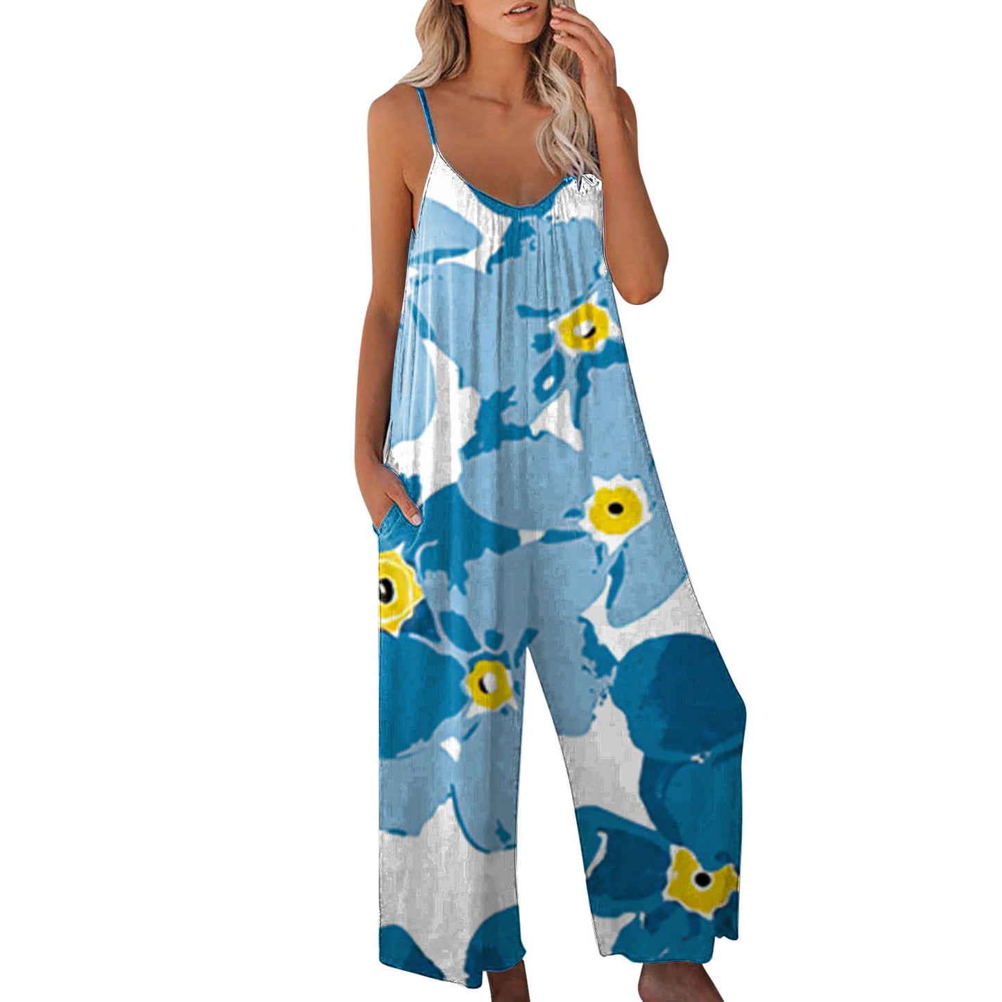 Damen Sommerlicher Overall mit floralem Design und praktischen Taschen Stalluxe