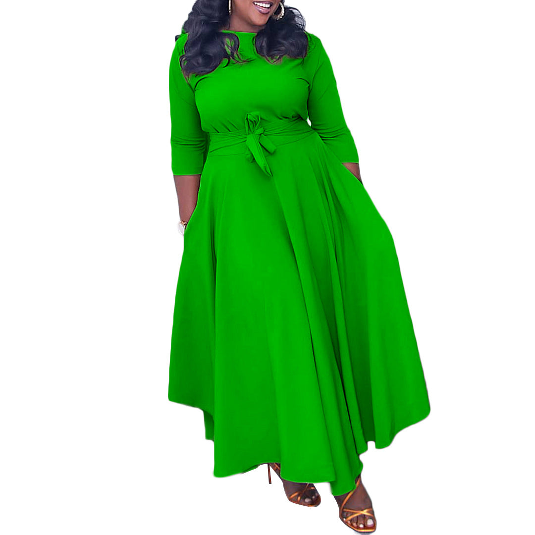 Damen Maxikleid mit Taillengürtel Stalluxe