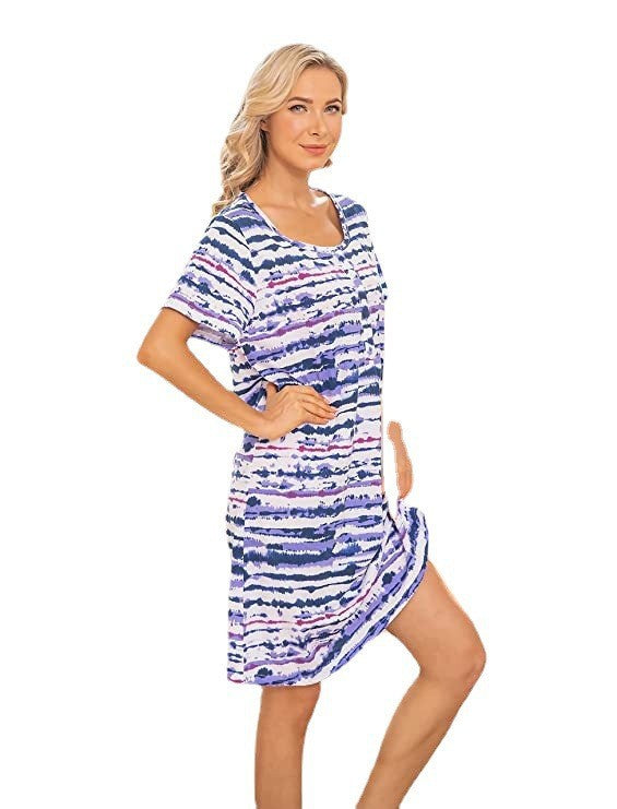 Women's Casual Tie-Dye Shirt Dress Stalluxe