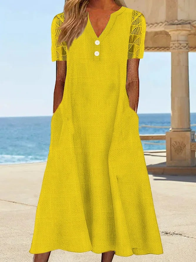 Damen Maxikleid mit floralen Details und Spitze Stalluxe