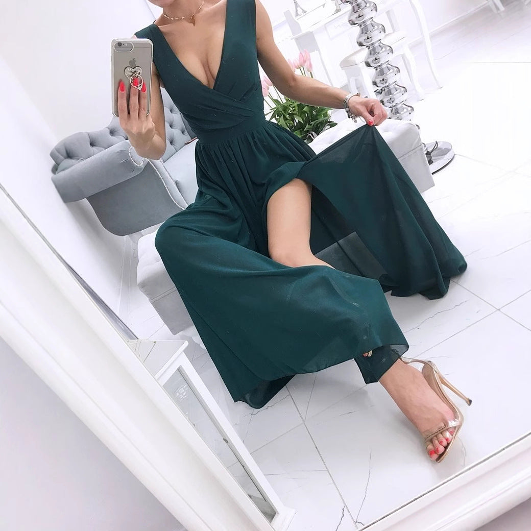 Damen Maxikleid mit Wickeloptik und fließendem Saum Stalluxe