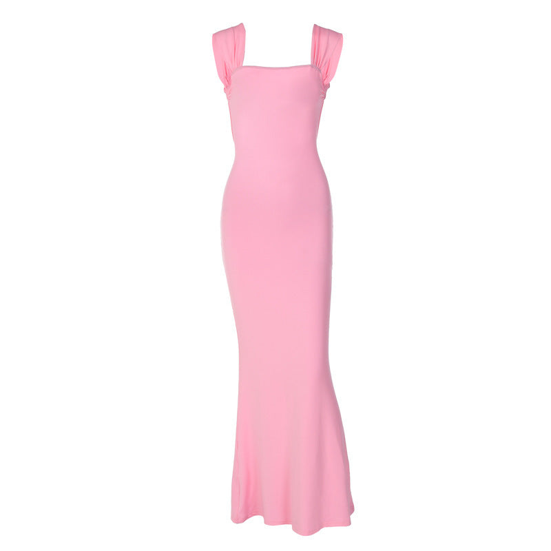 Damen Elegantes Maxikleid mit schulterfreien Rüschen und figurbetontem Schnitt Stalluxe