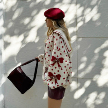 Damen Grobstrickpullover mit einzigartigem Kragen und femininen Details Stalluxe