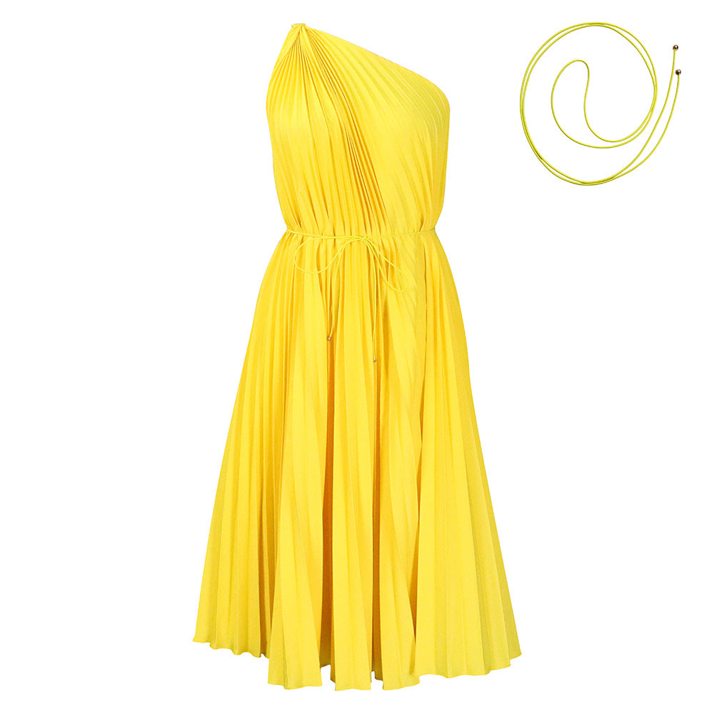 Damen trägerloses Plisseekleid mit raffiniertem Kordelzug Stalluxe