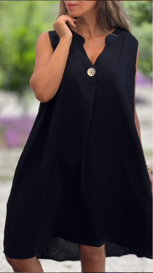Damen lässiges Sommerkleid mit eleganter Knopfleiste Stalluxe