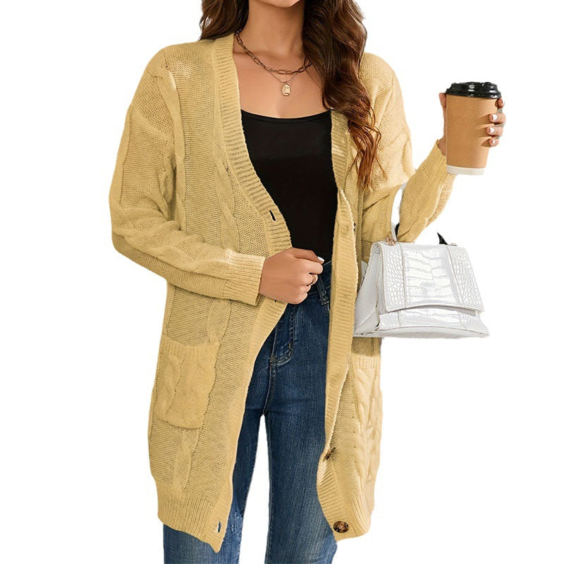 Damen Grobstrick Cardigan mit Taschen und Knopfverschluss Stalluxe