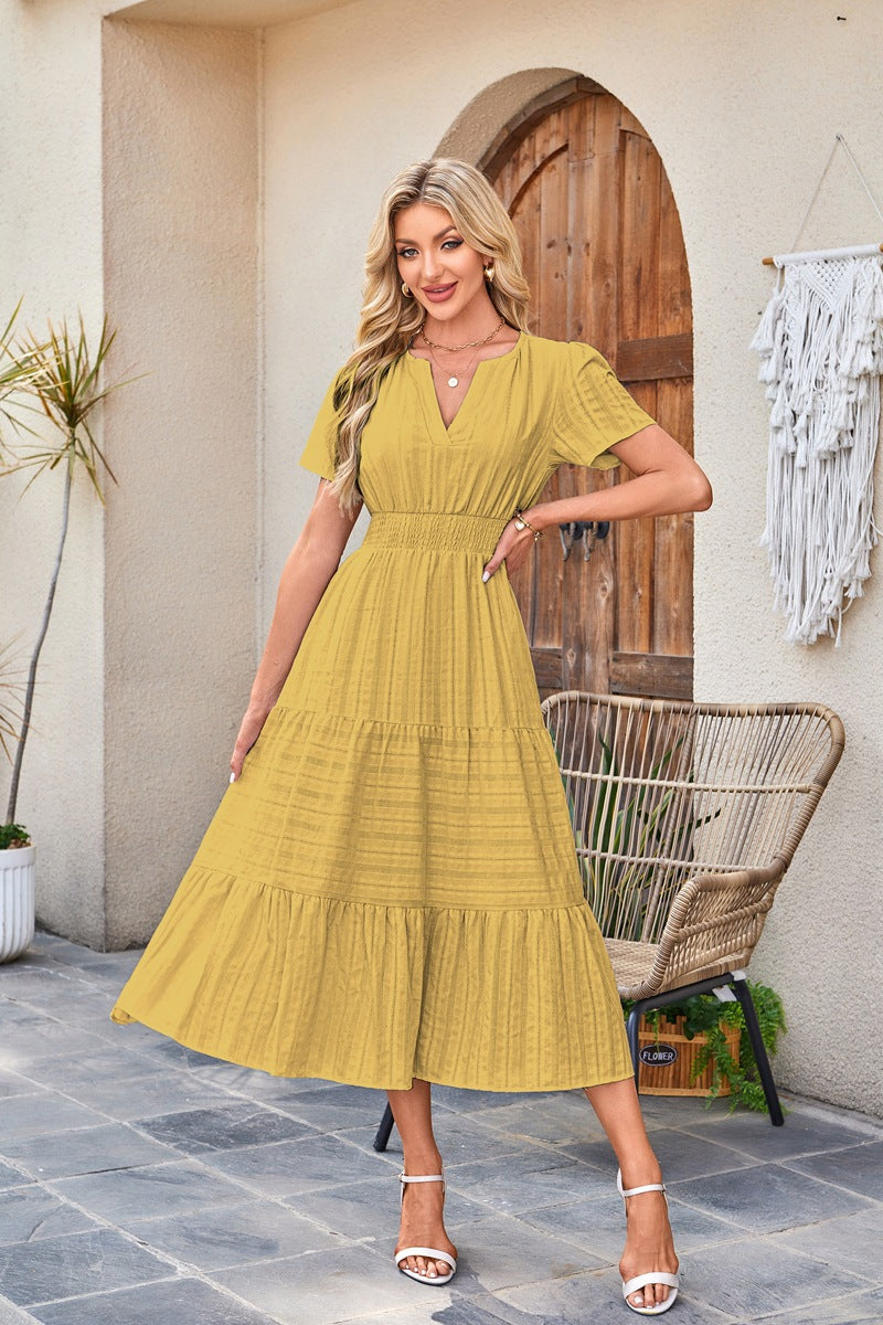 Damen Maxi-Kleid aus leichtem, gestreiftem Stoff Stalluxe