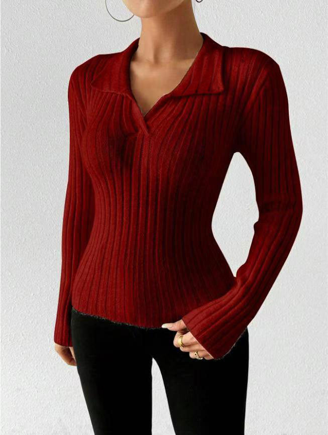 Damen figurbetonter Langarmpullover mit modischer Rippstruktur Stalluxe