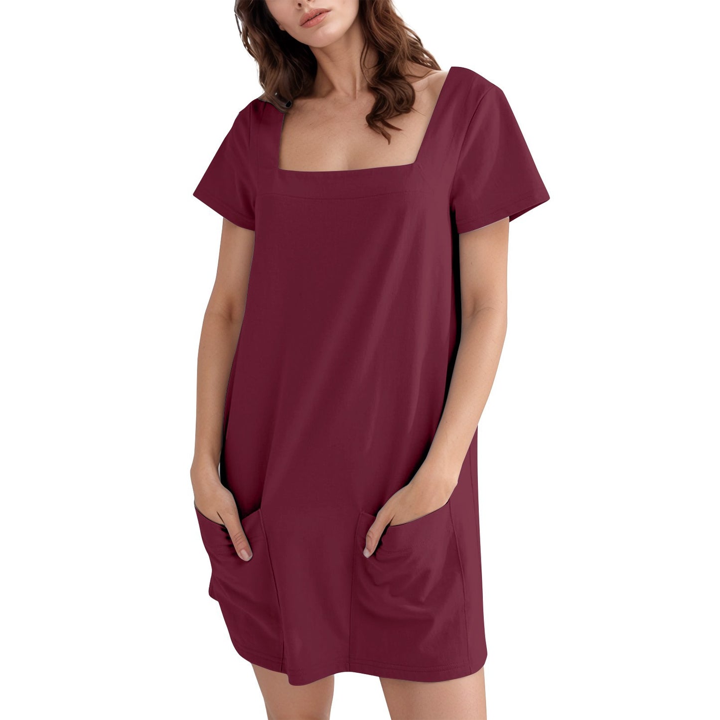Damen lässiges Tunika-Kleid mit praktischen Taschen und Quadrat-Ausschnitt Stalluxe
