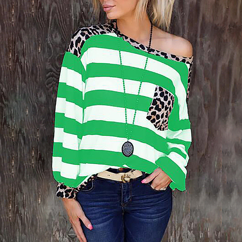Damen lässiger Pullover mit modernem Streifenmix und Animal-Print Stalluxe