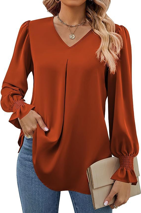 Damen Elegante Bluse mit V-Ausschnitt und Rüschendetails Stalluxe