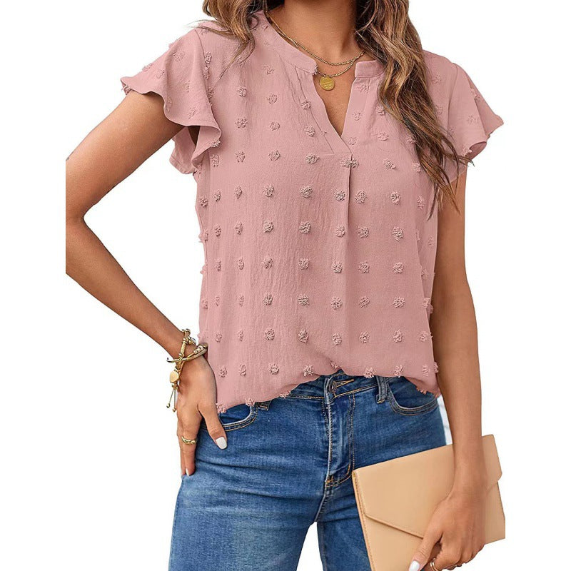 Damen Verspielte Bluse mit Rüschendetails und Strukturmuster Stalluxe
