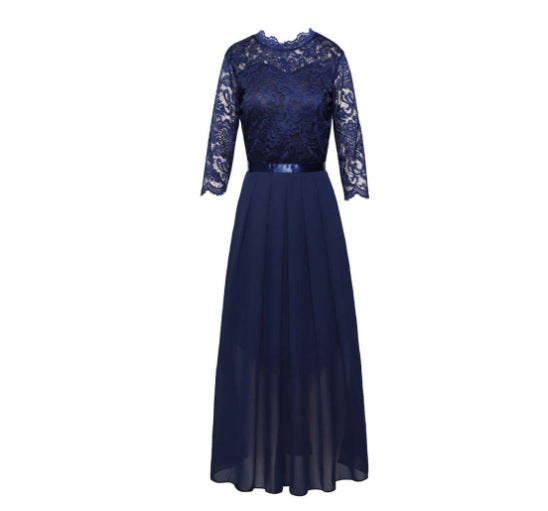 Damen elegantes Abendkleid mit Spitzenoberteil und fließendem Rock Stalluxe