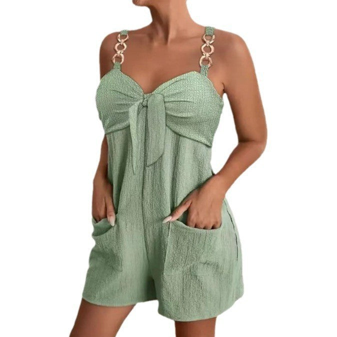 Damen Overall mit stilvollem Schleifen-Design und praktischen Taschen Stalluxe