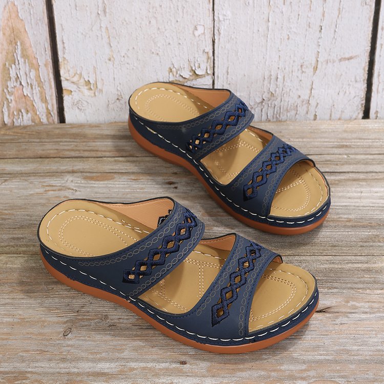 Damen Riemensandalen mit ergonomischem Fußbett und modischem Cut-Out-Design Stalluxe