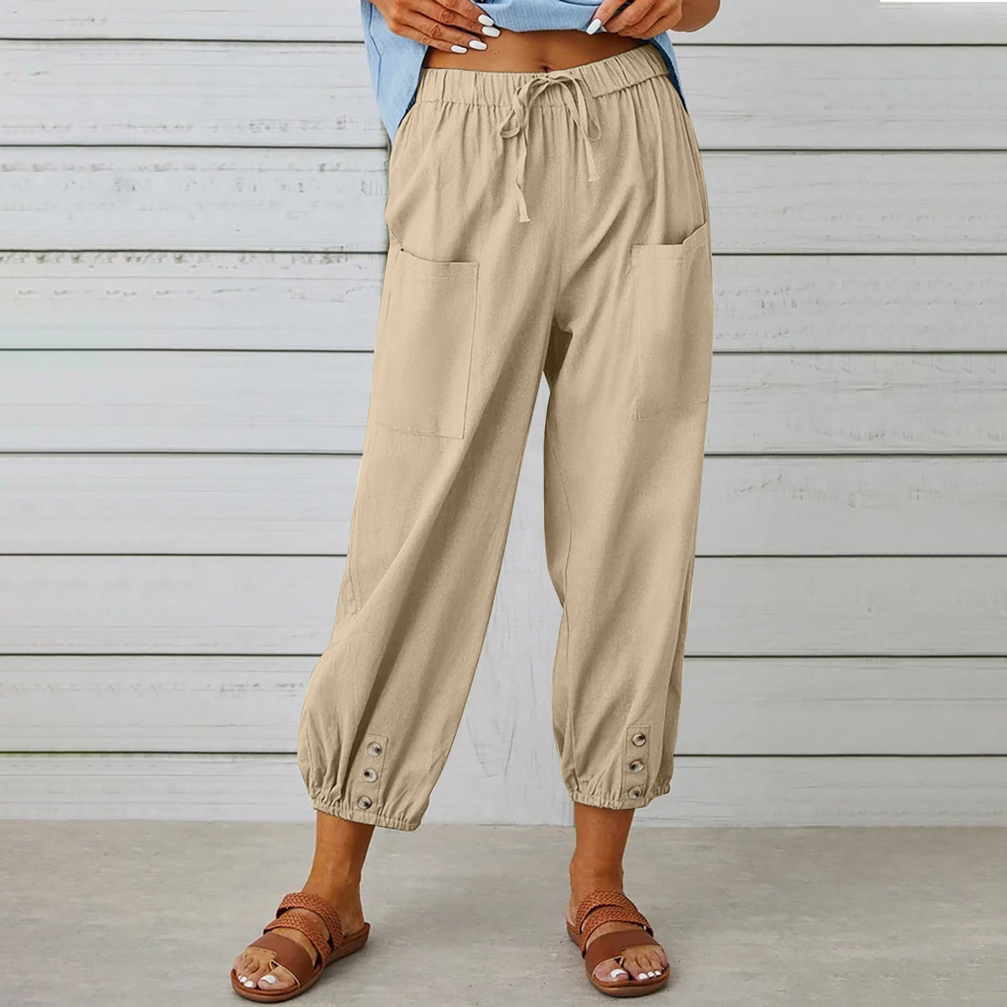 Damen modische Freizeit-Hose mit praktischen Taschen und elastischen Bündchen Stalluxe