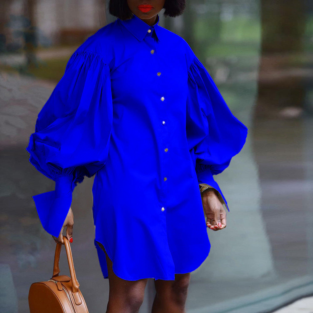Damen Oversized Hemdbluse mit Puffärmeln Stalluxe