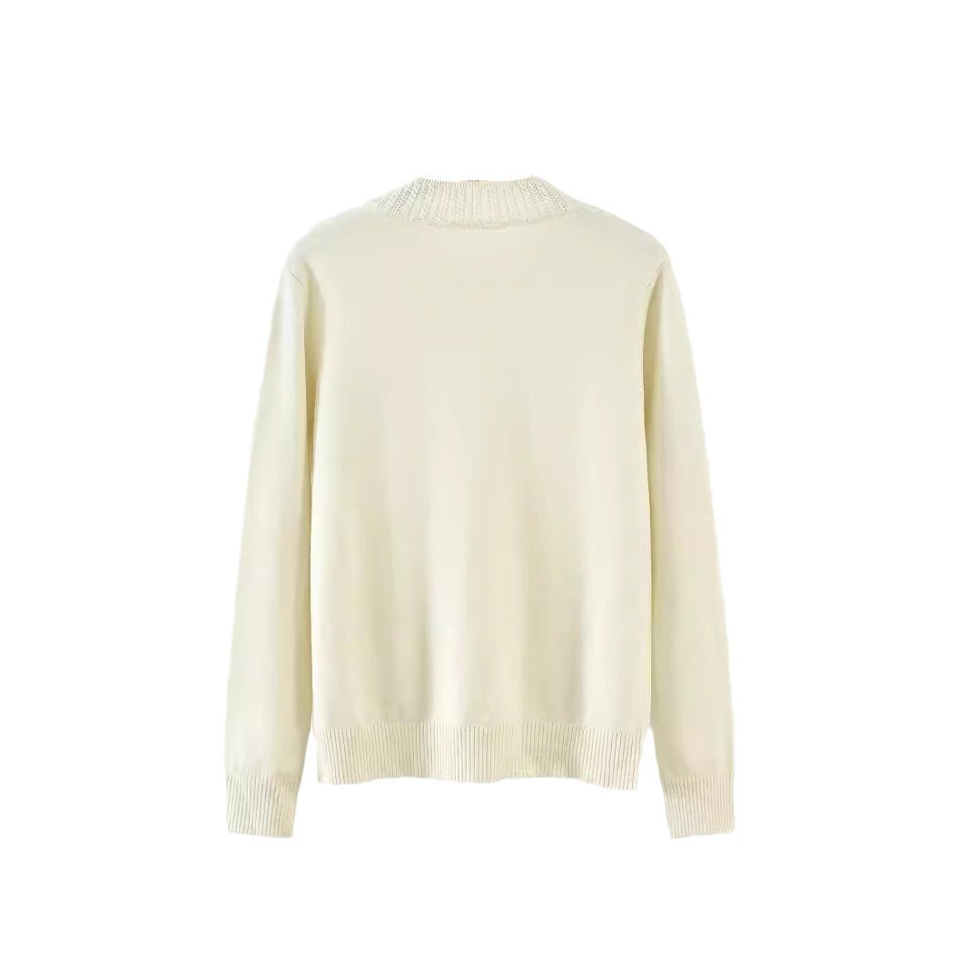 Damen Eleganter Strickpullover mit floralem Muster und Rundhalsausschnitt Stalluxe