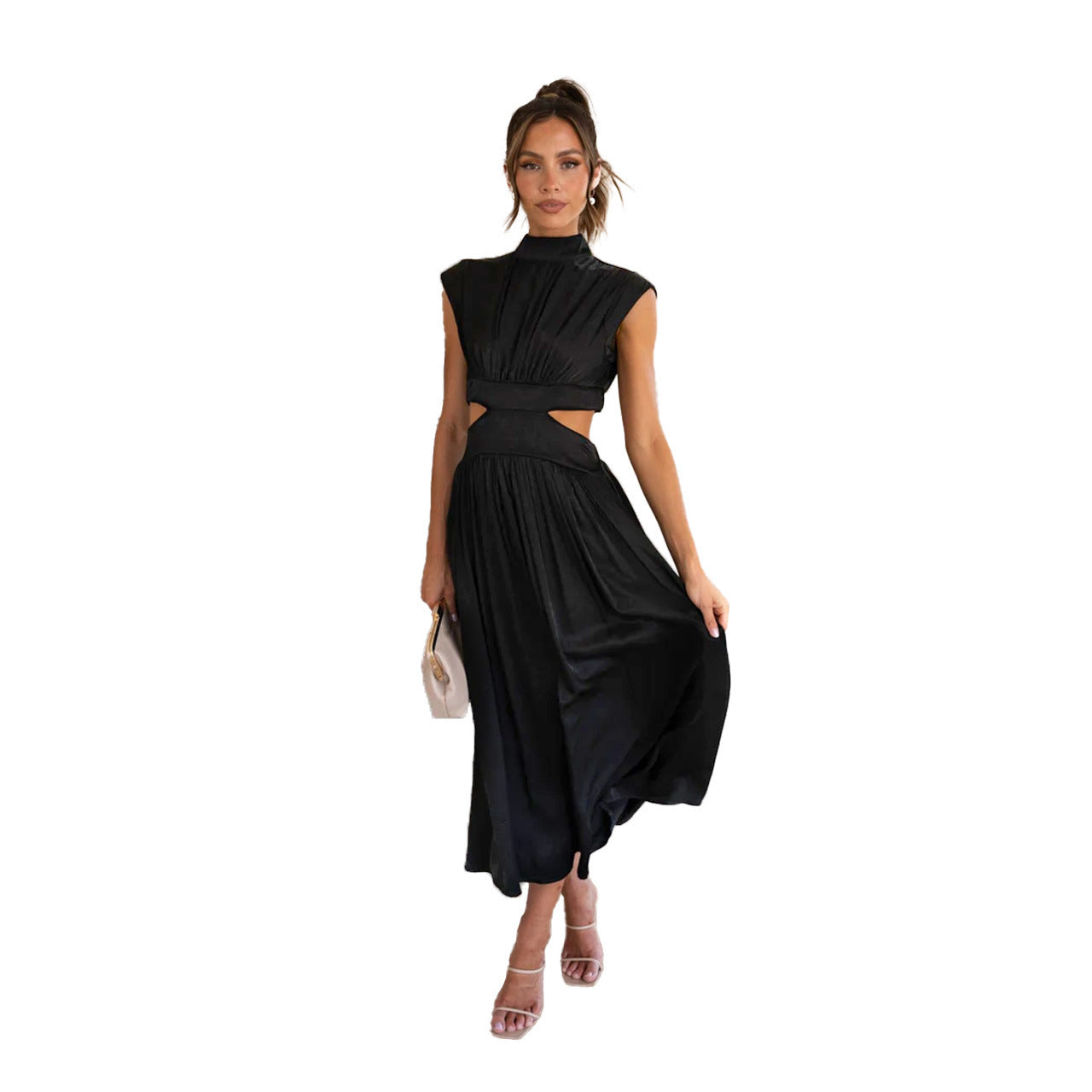 Damen Maxikleid mit elegantem Cut-Out und plissierten Details Stalluxe
