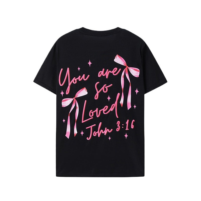 Damen T-Shirt mit kreativem Schriftzug und Rüschen-Details Stalluxe