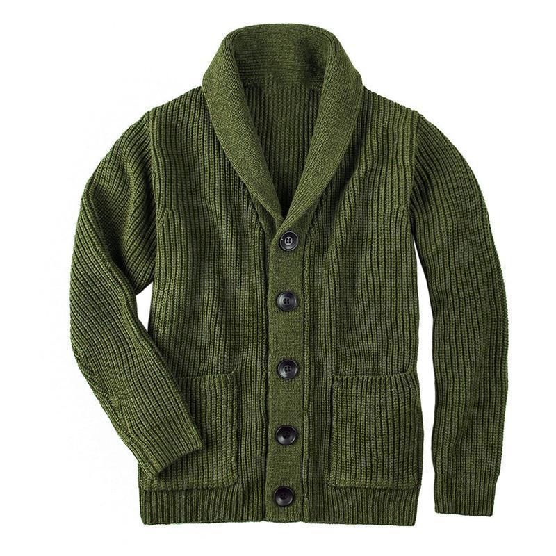 Damen Grobstrick Pulloverjacke mit elegantem Schalkragen und knöpfen Stalluxe