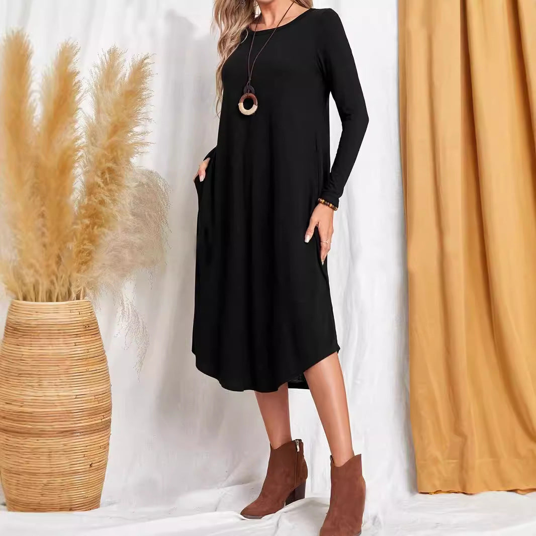 Damen Freizeit-Maxikleid mit praktischen Taschen und lockerem Schnitt Stalluxe