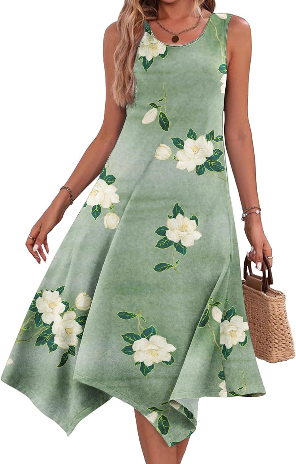 Damen asymmetrisches Sommerkleid mit weitem Schnitt Stalluxe