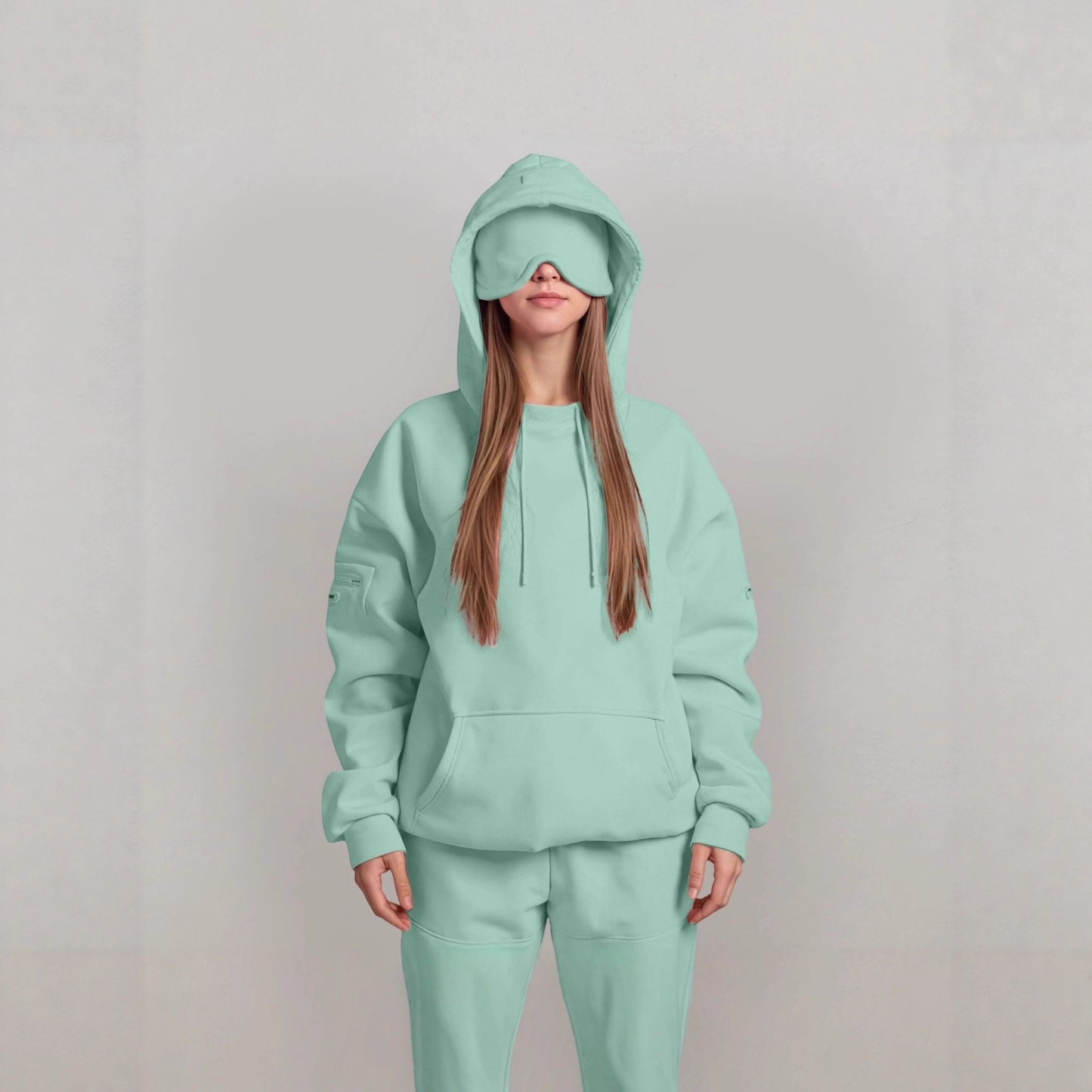 Damen kuscheliger Oversized Hoodie mit integrierter Augenmaske Stalluxe