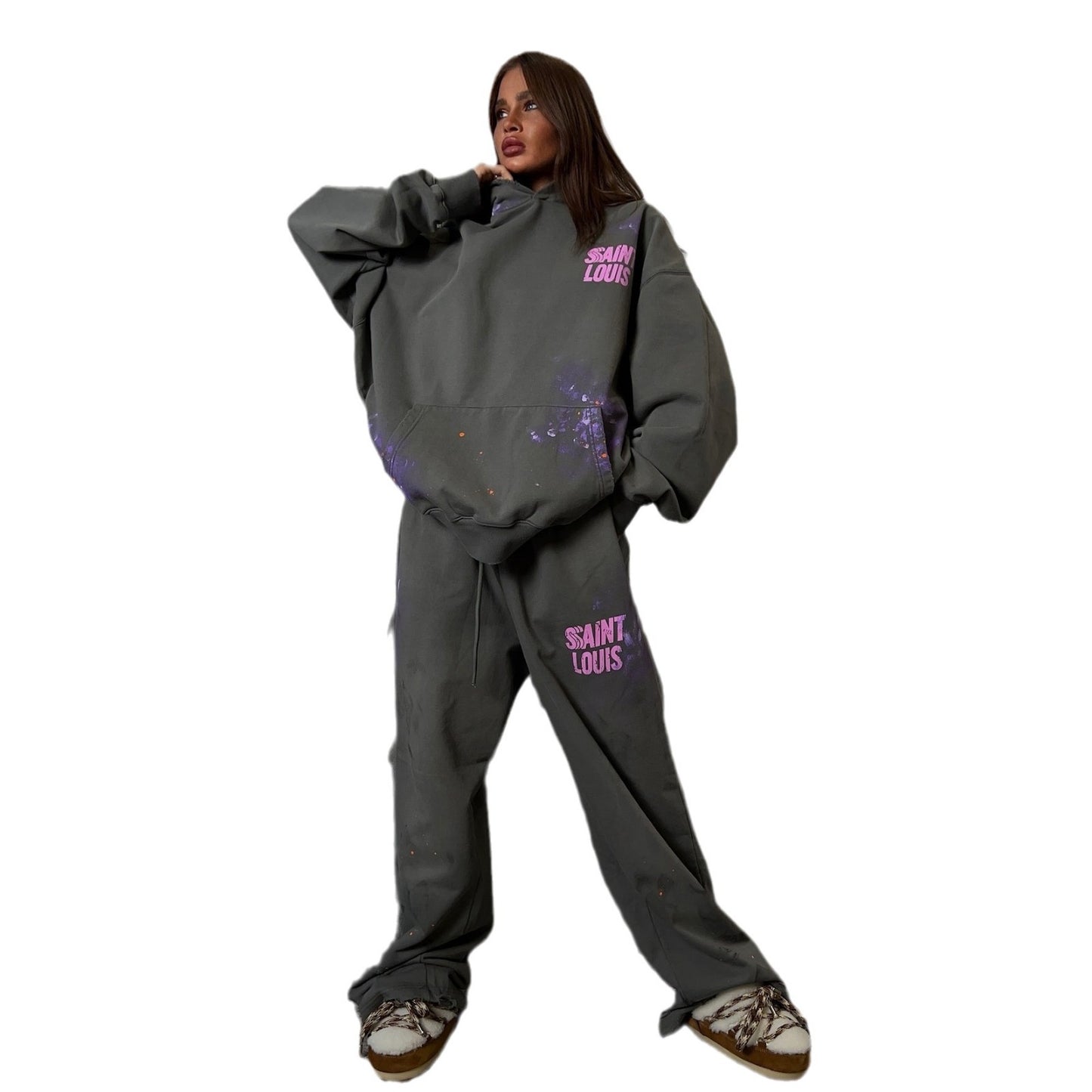 Damen Lässiges Oversized Freizeitset mit weitem Hoodie und bequemen Jogginghosen Stalluxe