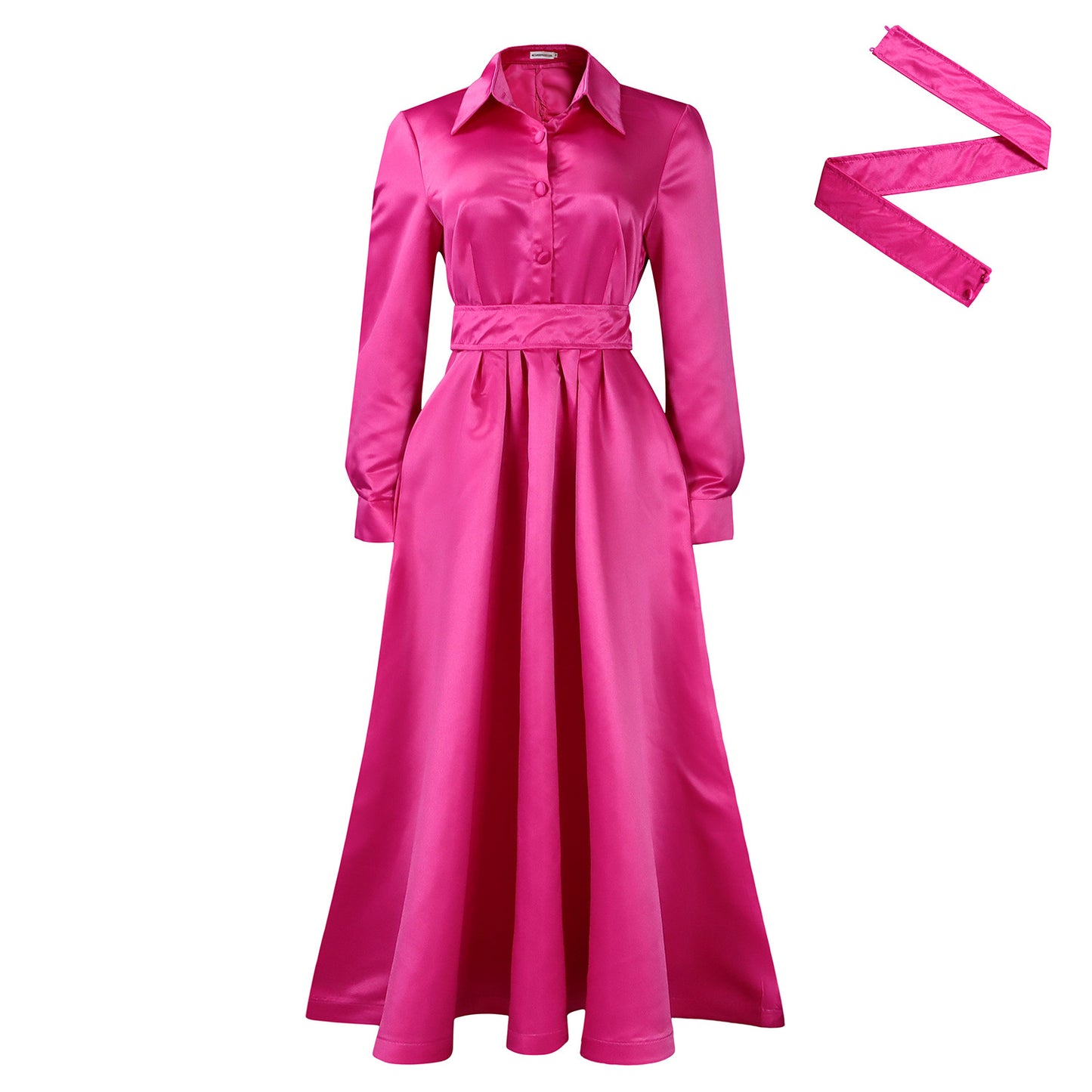 Damen Maxi-Kleid mit eleganter Knopfleiste und taillierbarem Gürtel Stalluxe