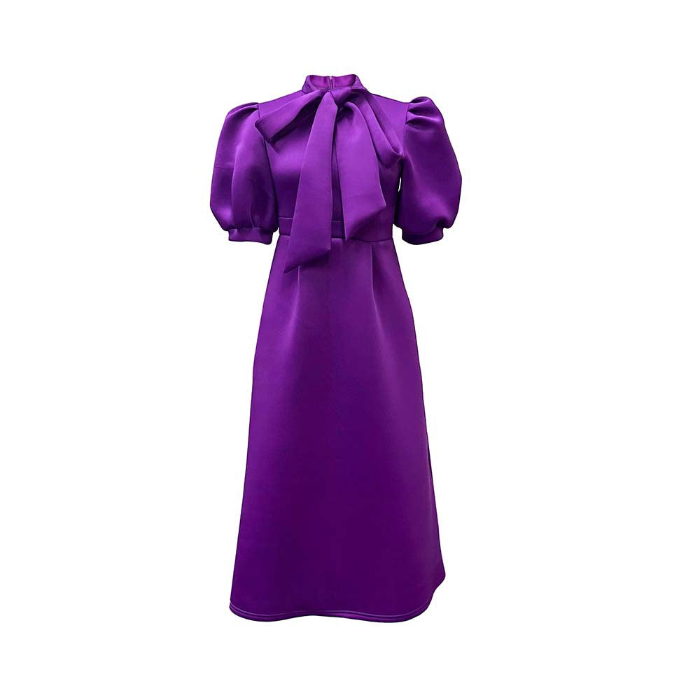 Damen Maxikleid mit voluminösen Puffärmeln und eleganter Schleifenverzierung Stalluxe