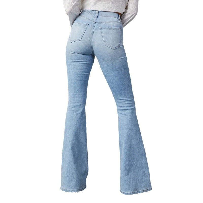 Damen Flared Jeans mit hohen Rissen und hohem Bund Stalluxe