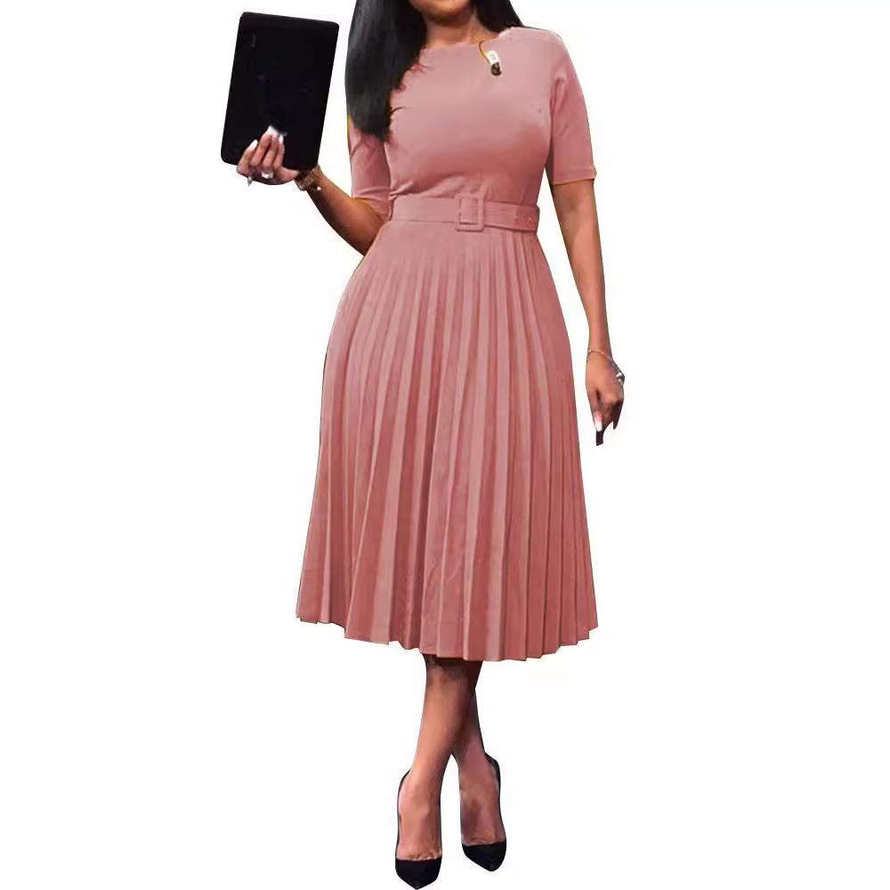 Damen Midikleid mit tailliertem Schnitt und elegantem Plissee-Rock Stalluxe