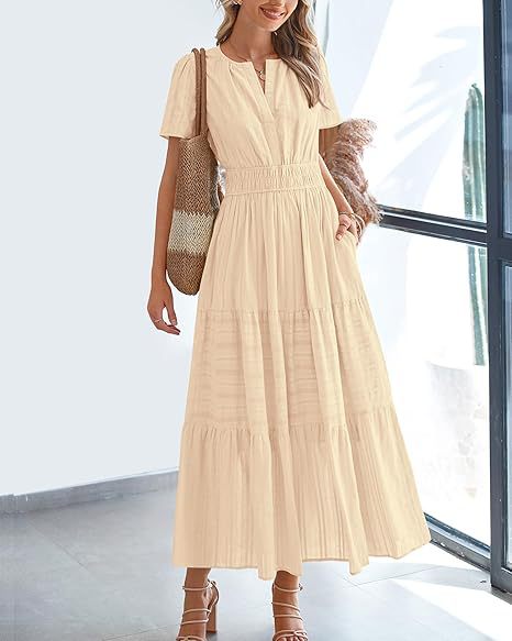Damen Maxi-Kleid aus leichtem, gestreiftem Stoff Stalluxe