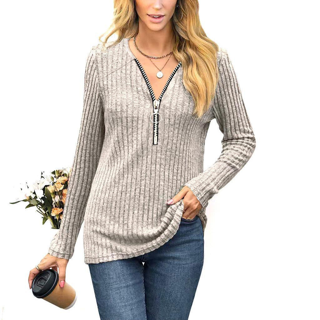 Damen Pullover mit hochwertigem Reißverschluss und feinem Rippdesign Stalluxe