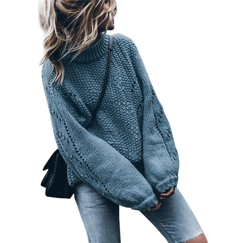 Damen Grobstrickpullover mit weitem Schnitt und modischem Rollkragen Stalluxe
