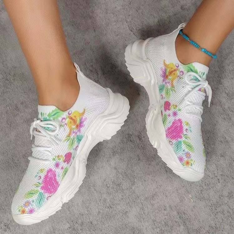 Damen modische Sneakers mit floralem Design und gepolsterter Sohle Stalluxe
